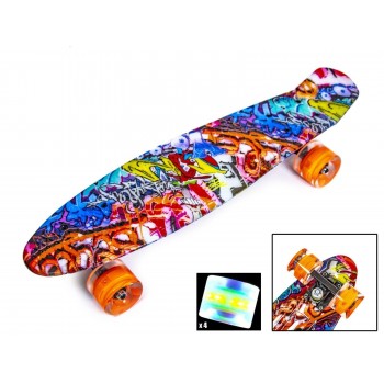 Пенни Борд с рисунком Zippy skateboards Ultra Led оранжевое граффити